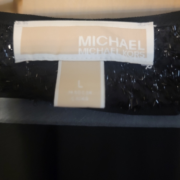 NWOT Michael Kors sz L Black Metalic Dewdrop Shift Dress - Picture 9 of 11